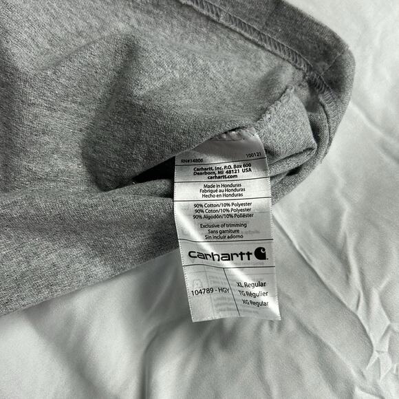 Carhartt Spell Out Chest Logo Original Fit Gray Long Sleeve Shirt Men’s XL - Picture 7 of 8